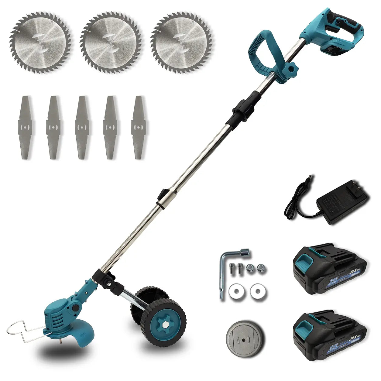 3-In-1 Cordless Weed Wacker, Grass Trimmer, and Lawn Edger Trimmer & Brush Cutter with Wheels, 21V Cordless Weed Wacker with 2 High-Capacity Batteries, Adjustable Lightweight Weed Eater with Multi-Blades, Lawn Care,Women-Friendly