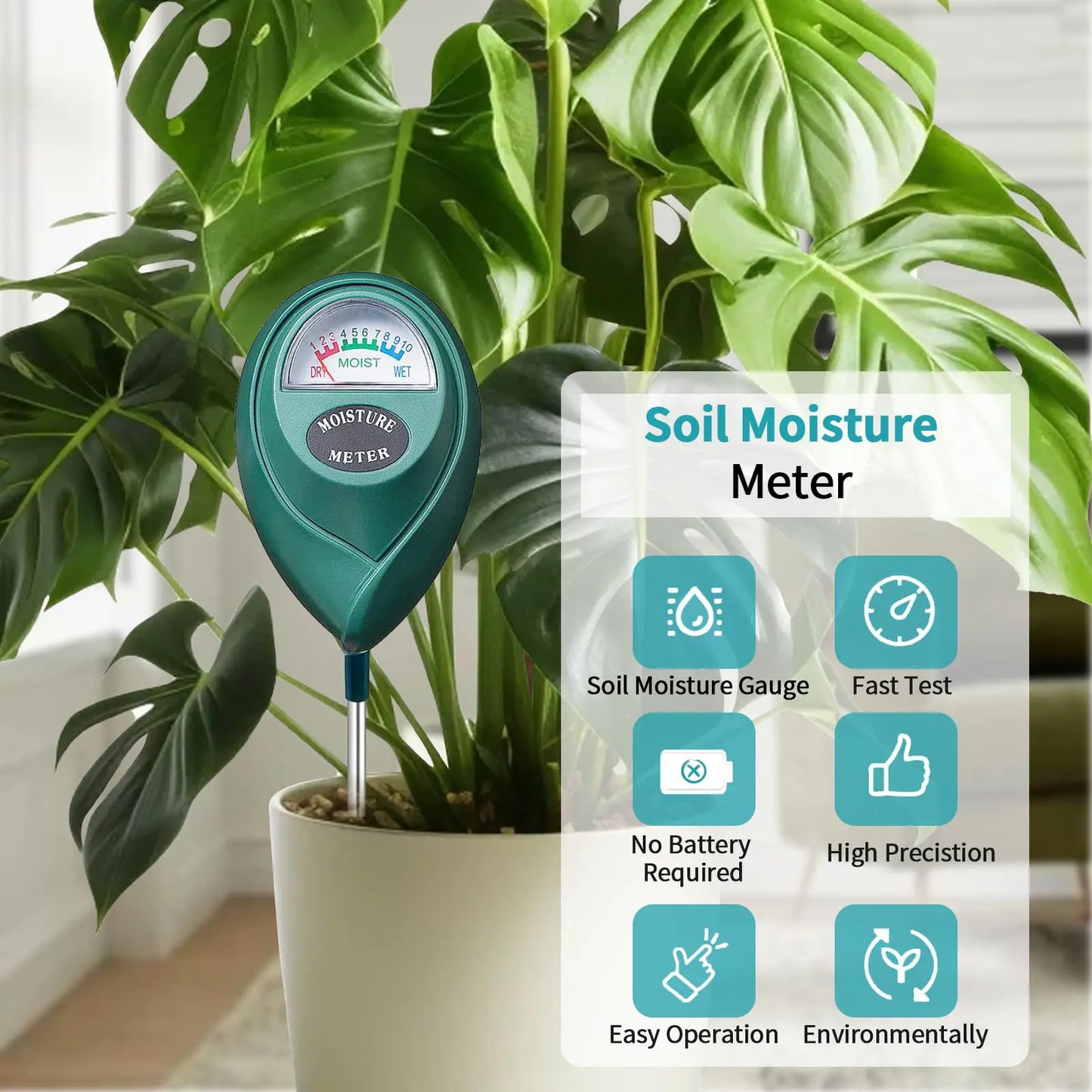 Soil Moisture Meter, Soil Tester, Moisture Meter Plants, Soil Moisture Tester, Soil Water Tester for Plants, Plant Moisture Monitor, No Battery Needed
