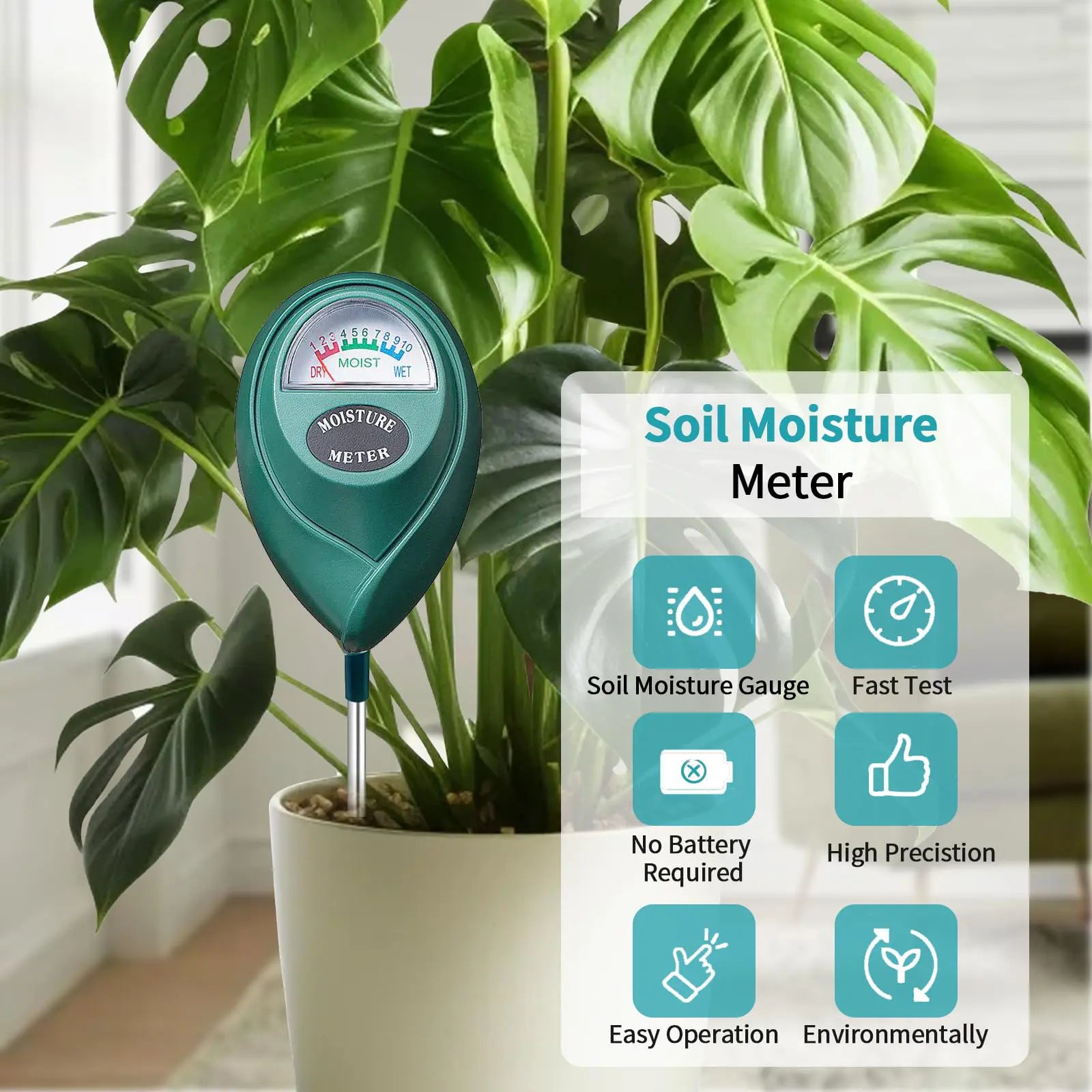 Soil Moisture Meter, Soil Tester, Moisture Meter Plants, Soil Moisture Tester, Soil Water Tester for Plants, Plant Moisture Monitor, No Battery Needed