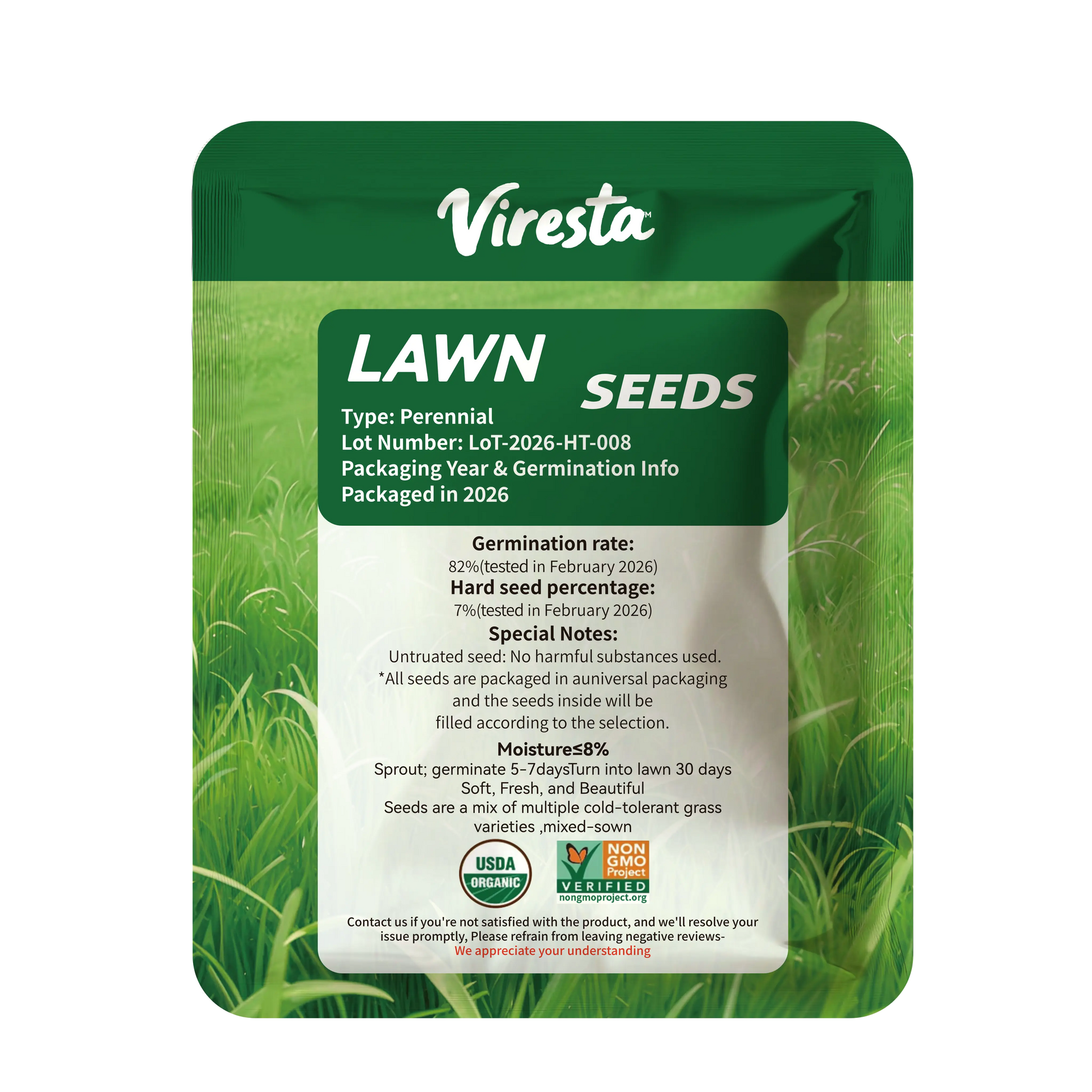 Premium Grass Seeds Sun & Shade - Hardy Lawn Seeds for Dense Green Turf, Great for New Lawns or Overseeding