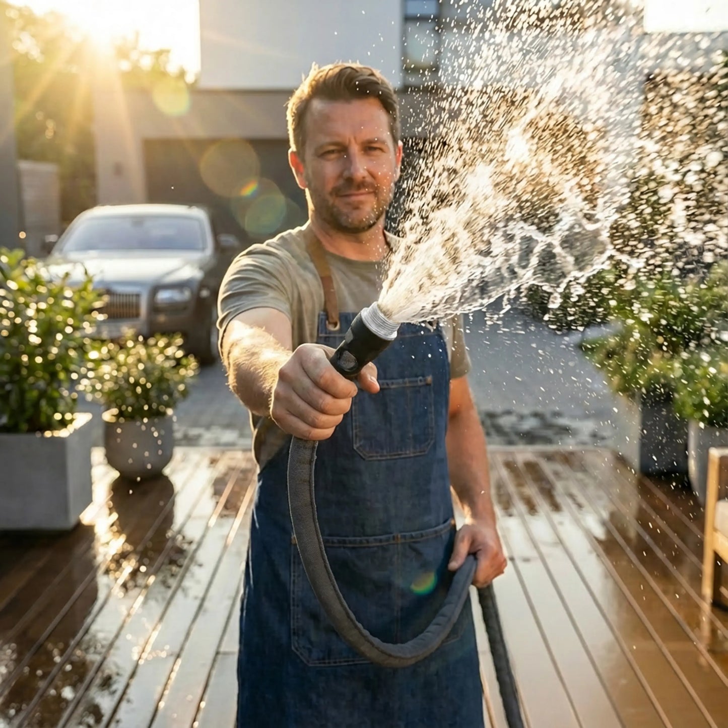 【Dealsforyoudays】Aqua Joe Kink + Twist-Resistant Weather-Resistant Fiberjacket Garden Hose | 50-Foot | 5/8-Inch Diameter