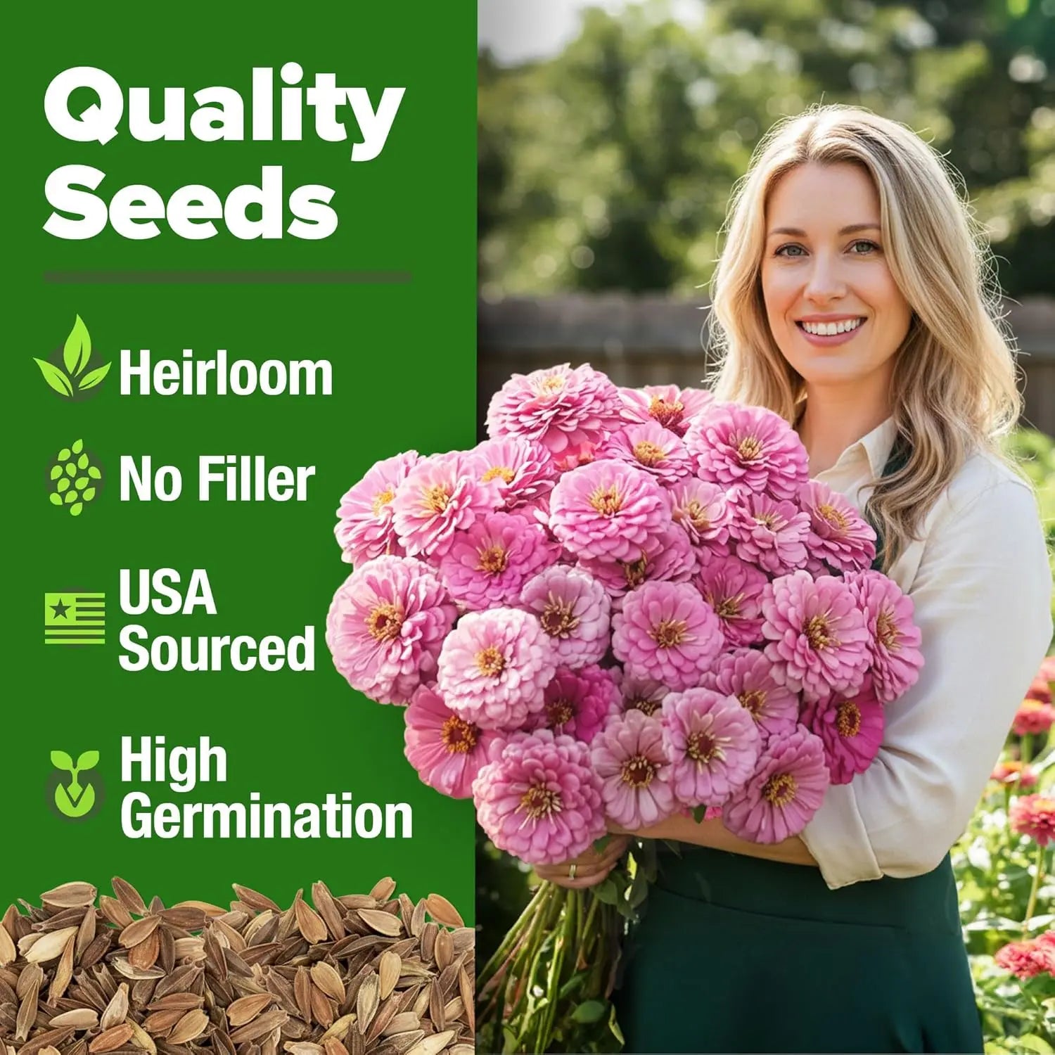 Pastel Garden Flower Seed Bundle – Zinnia Luminosa, Snapdragon Northern Lights & Zinnia Envy