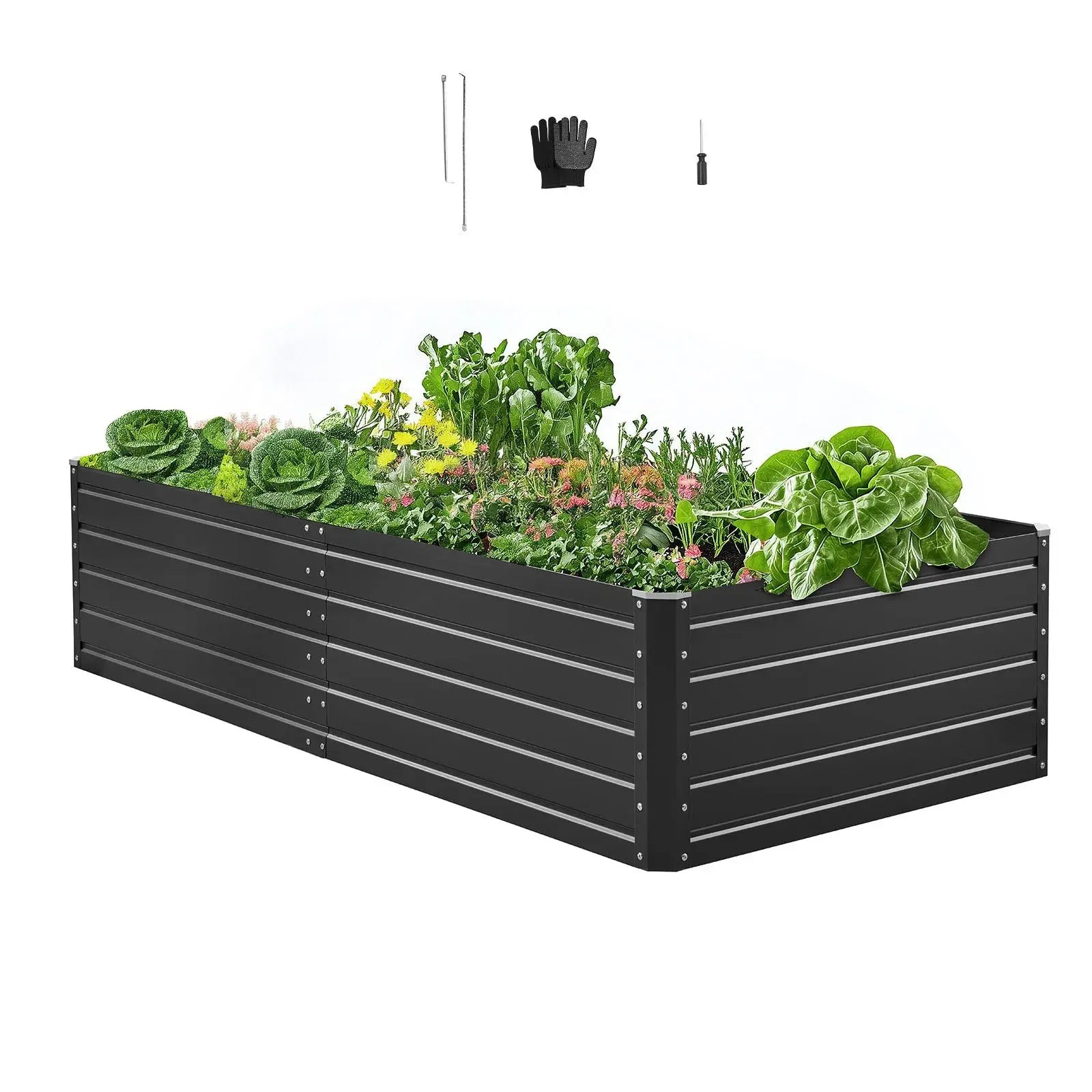 【Dealsforyoudays】Vevor Galvalume Metal Raised Garden Bedgray Outdoor Planter Box with Open Bottom Designlarge Raised Garden Beds for Growing Vegetablesflowers, Garden Boxes Outdoor Raised, Planting Container