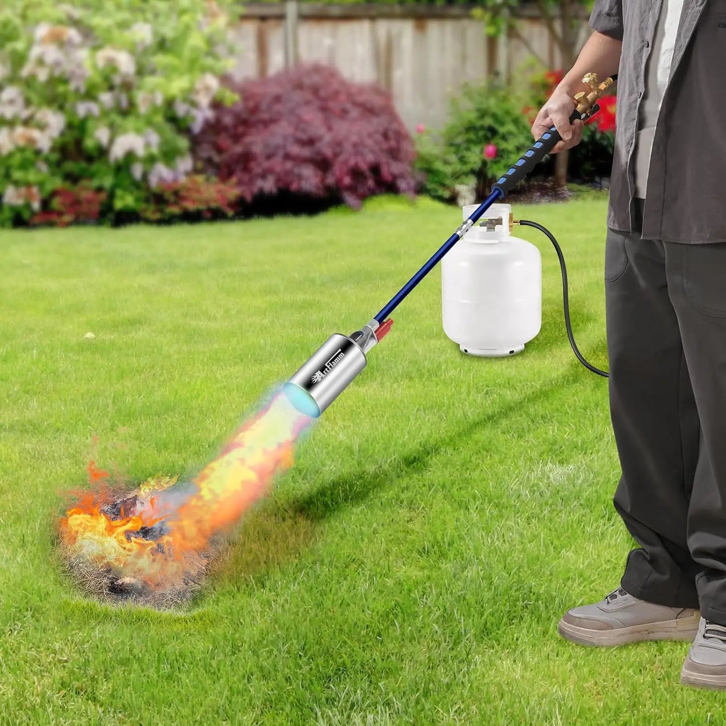 【Dealsforyoudays】Artflamm Springtok Propane Torch Weed Burner Kit with Storage Bag, Weed Torch with 10 FT Hose, Self Igniter Weed Flame Torch for Fire Pit, Roofing(Propane Tank Not Included)