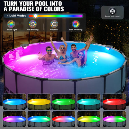 Upgraded 2026 Solar Powered Waterproof Pool Lights for Above Ground Pools - Color Changing Outdoor Lighting Accessory (1 Piece)
