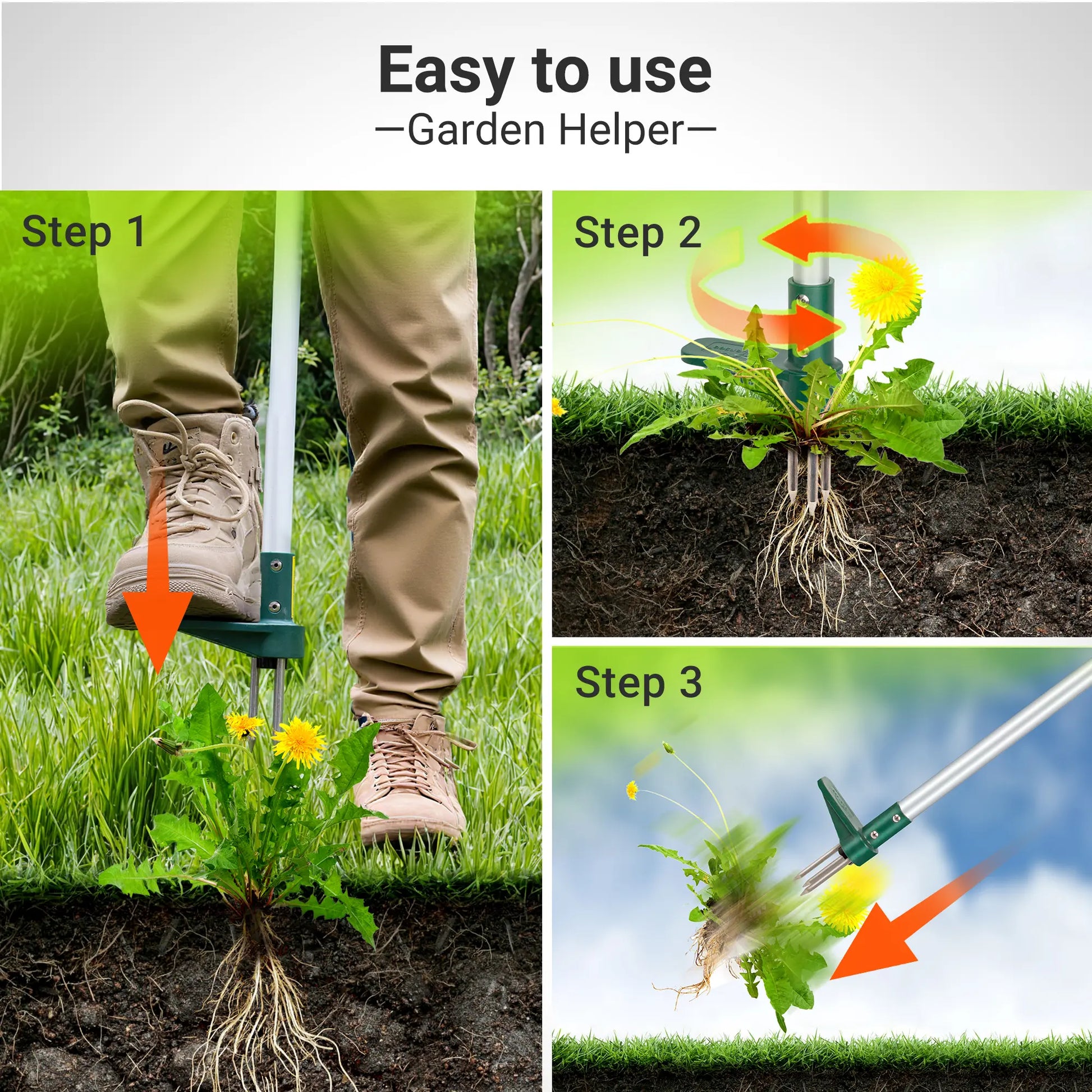 Walensee Stand-Up Lawn Root Puller for Dandelions & Deep-Root Plants — No-Bend Design, Perfect for Homeowners & Fall Yard Care, Black Friday Deal