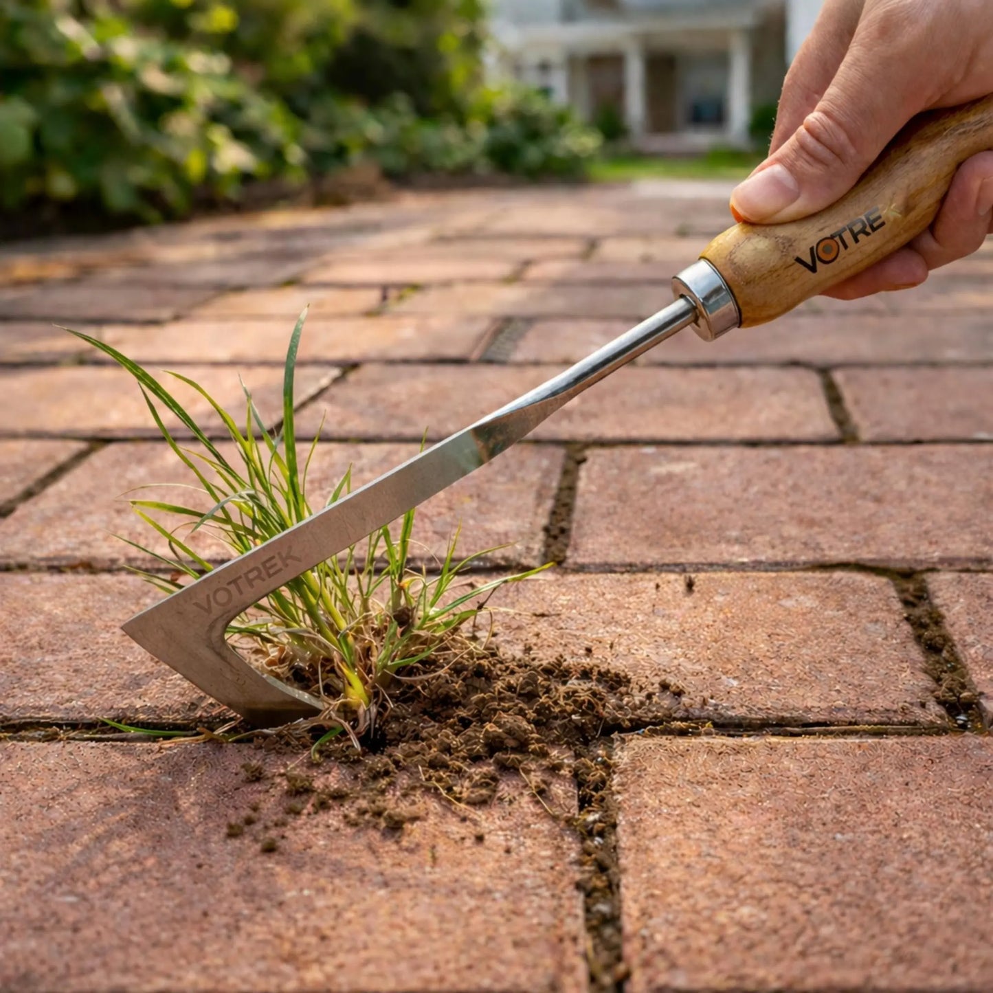 【Dealsforyoudays】Stainless Steel Crevice Weeder | Ergonomic Wood Handle Grass Puller | Driveway & Paver Gap Cleaner