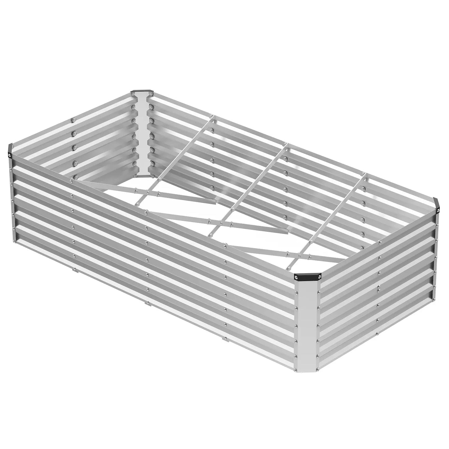 Raised Garden Bed, Outdoor Planter Box with Open Bottom Design, Metal Large Garden Bed for Vegetables, Herbs & Flowers, Rustproof for Backyard & Patio, Silver