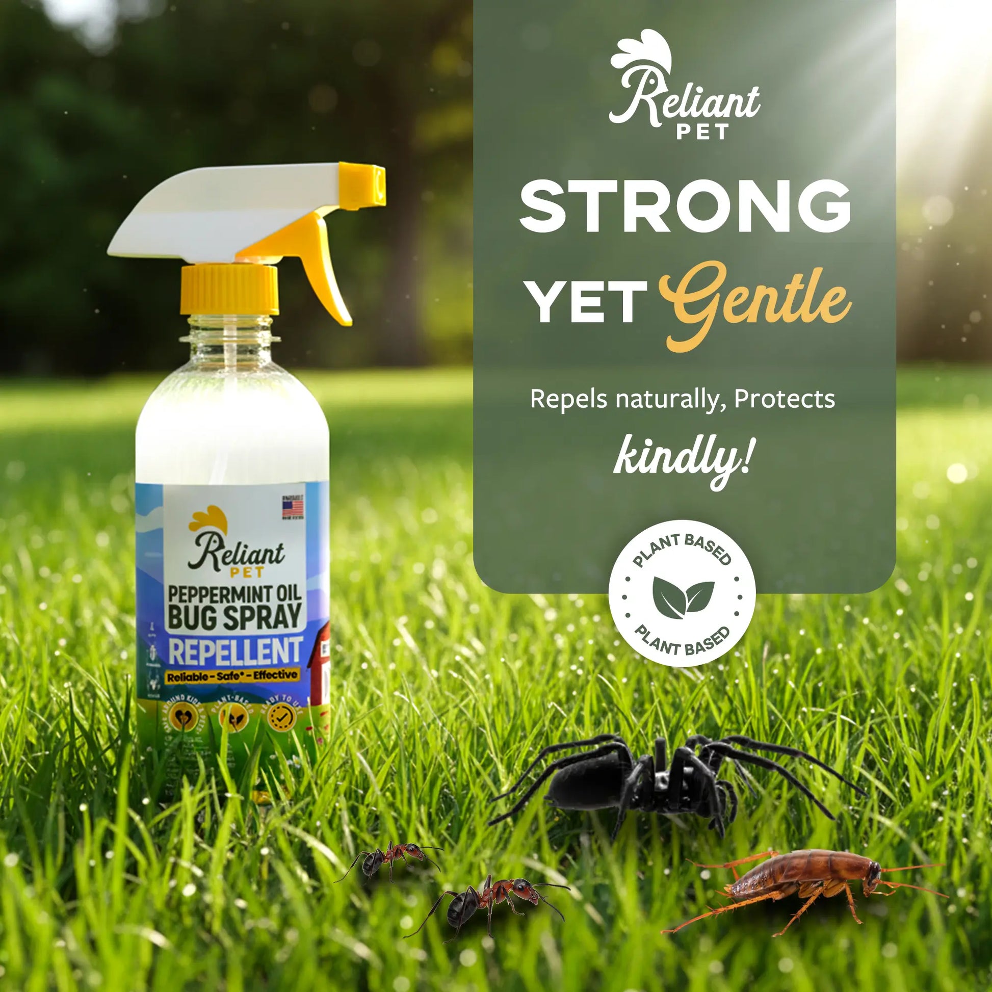 Reliant Pet Peppermint Oil Bug Spray - Deals for You Days - [16Oz and Made in USA ] Ants, Spiders, Roaches - Safe for USE around Kids and Pets - Effective & Usage
