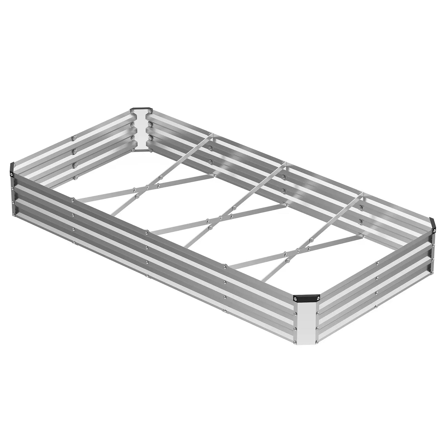 Raised Garden Bed, Outdoor Planter Box with Open Bottom Design, Metal Large Garden Bed for Vegetables, Herbs & Flowers, Rustproof for Backyard & Patio, Silver