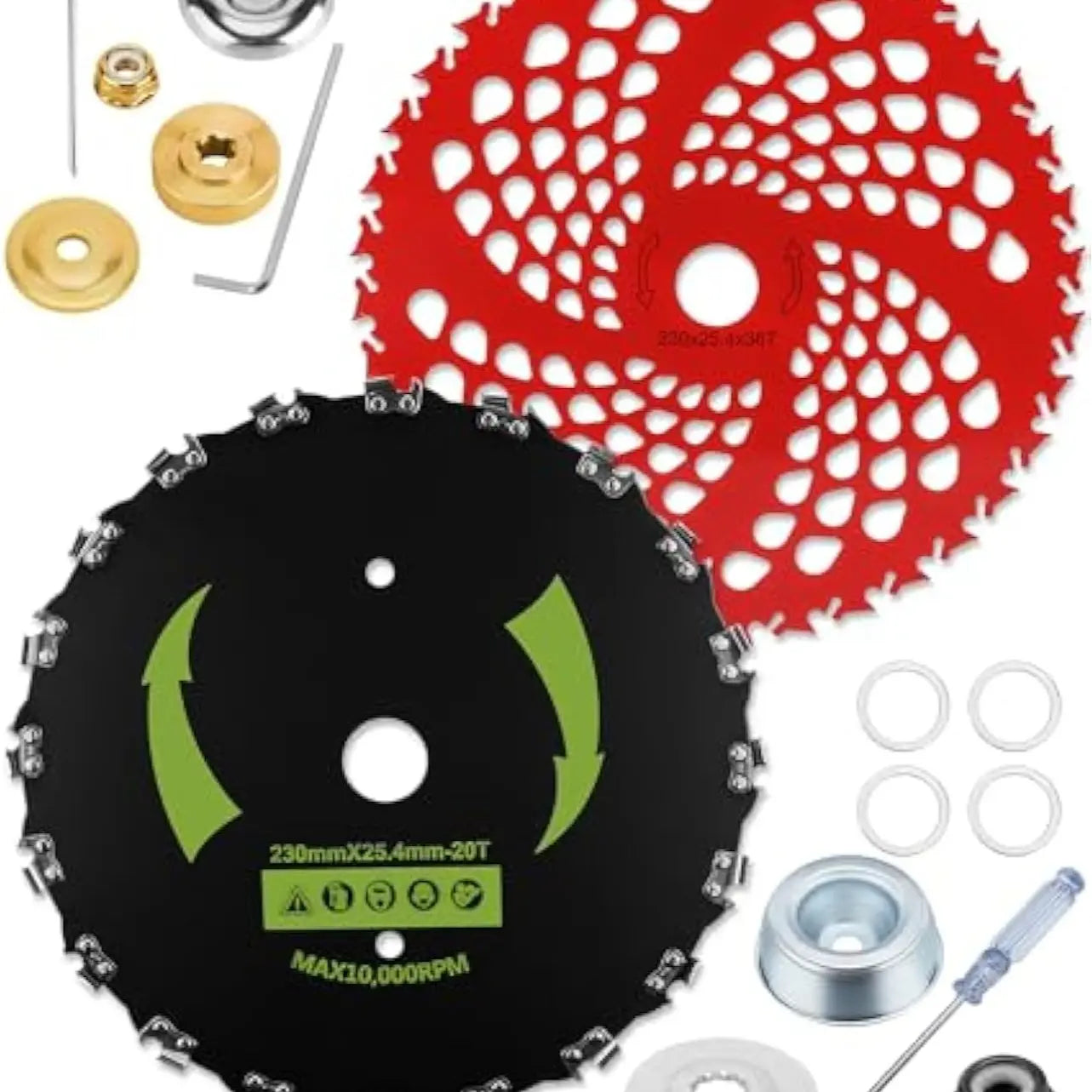 HK 9" X 20T Chainsaw Tooth Cutter, 9" X 36T Carbide Tip Brush Cutter Blades Weed Eater Blades for Brush Cutter, Trimmer, Weed Eater, Compatible with Husqvarna, Stihl, Fsx, and More