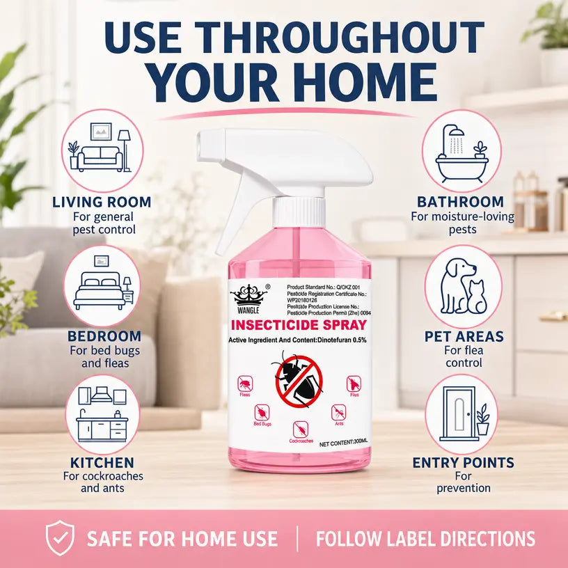 Effective Multi-Functional Household Pest Control, Easy-Use Insect Treatment, Powerful Formula to Get Rid of Cockroaches and Other Indoor Insects Insecticide