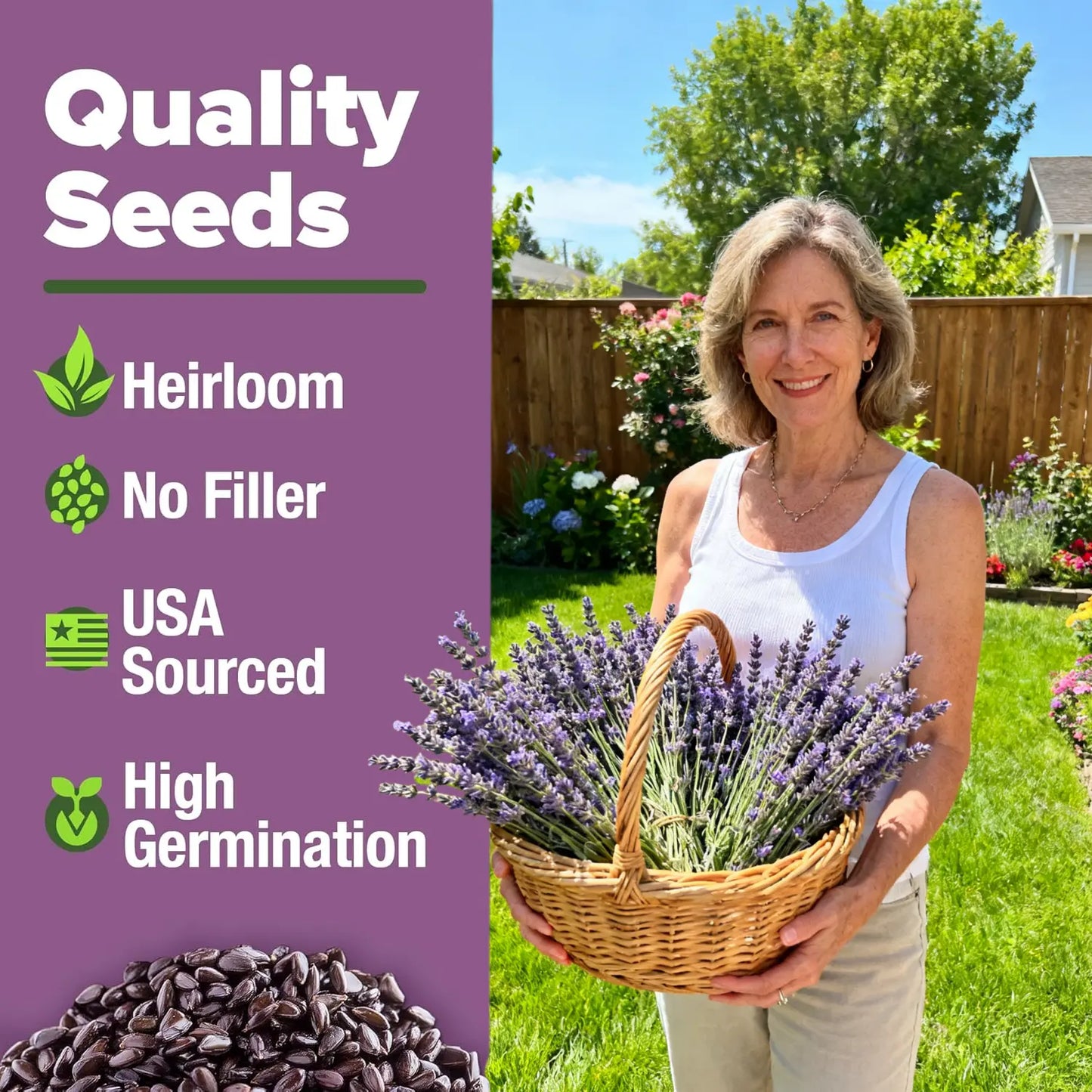 English Lavender Seeds 300 Herb Seeds, Wildflower Seed for Planting Indoor/Outdoor,High Germination,Plant Flower(Lavandula Antustifolia) Visit the HOME GROWN Store