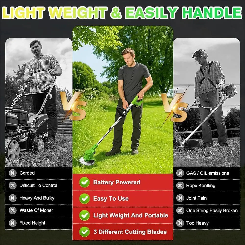 Kepeak Cordless Weed Trimmer with Dual Rechargeable Batteries, Electric Grass Edger Featuring Adjustable Height and 90° Rotating Head, Lightweight Lawn Care Tool for Yards, Patios, and Flower Beds