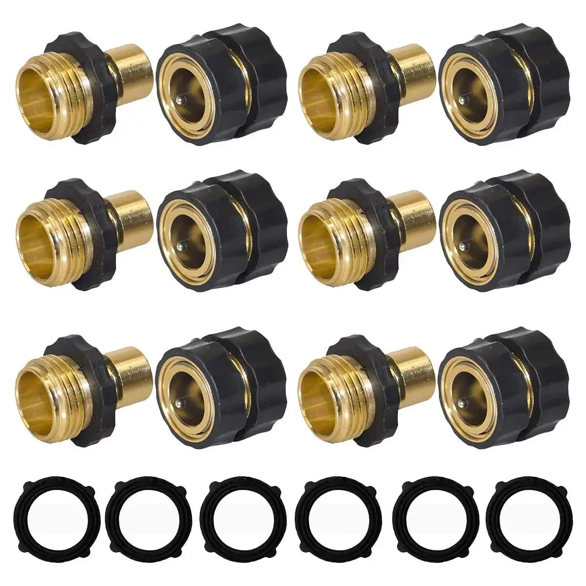 Garden Hose Quick Connector, 3/4 Inch Male and Female Garden Hose Fitting Quick Connector Rubber Washers Leak Proof Durable Aluminum,4 Set Fathersdaygift