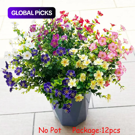 Artificial Mixed Flowers, 12Pcs/Set Outdoor Uv-Resistant Simulated Pansy Flowers, Lifelike Artificial Plants and Decorative Flowers for Home, Garden & Porch, Garden Decorations #GLOBAL PICKS