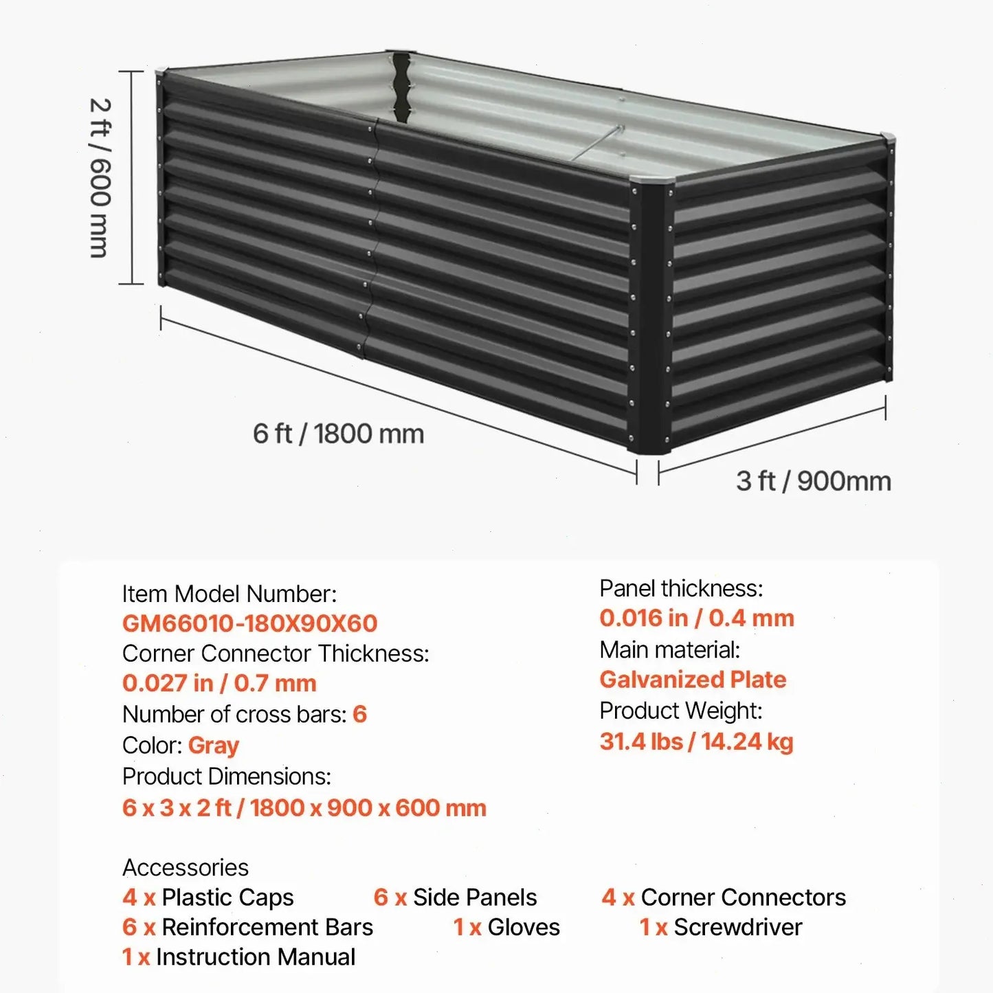 【Dealsforyoudays】Vevor Galvalume Metal Raised Garden Bedgray Outdoor Planter Box with Open Bottom Designlarge Raised Garden Beds for Growing Vegetablesflowers, Garden Boxes Outdoor Raised, Planting Container