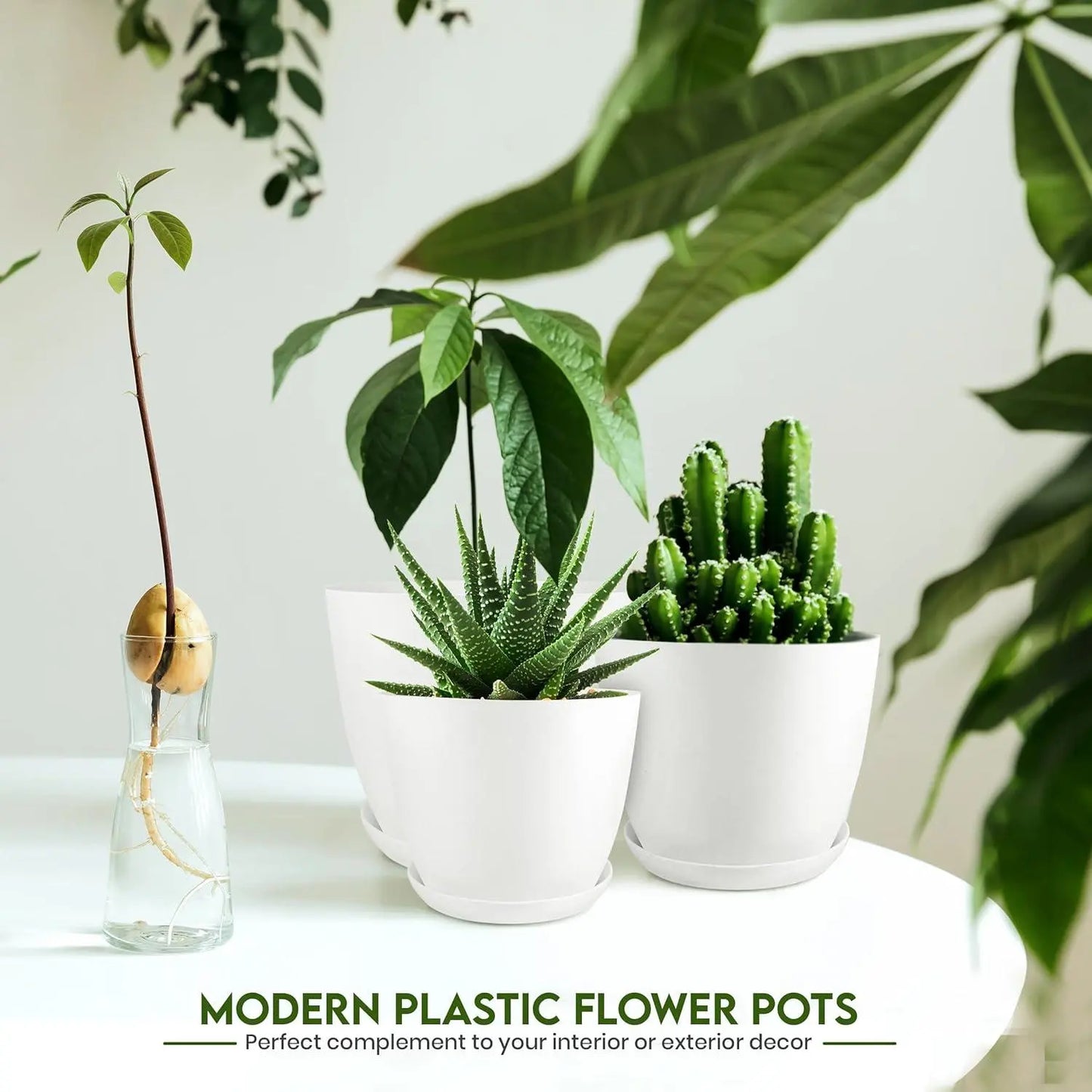 Utopia Home Plastic Indoor Flower Pots with Drainage Plugs - 7/6.6/6/5.3/4.8In Mini, Decorative, Tabletop Planters - Ideal for Gardening Gifts, Birthdays, Housewarming, Earth Day