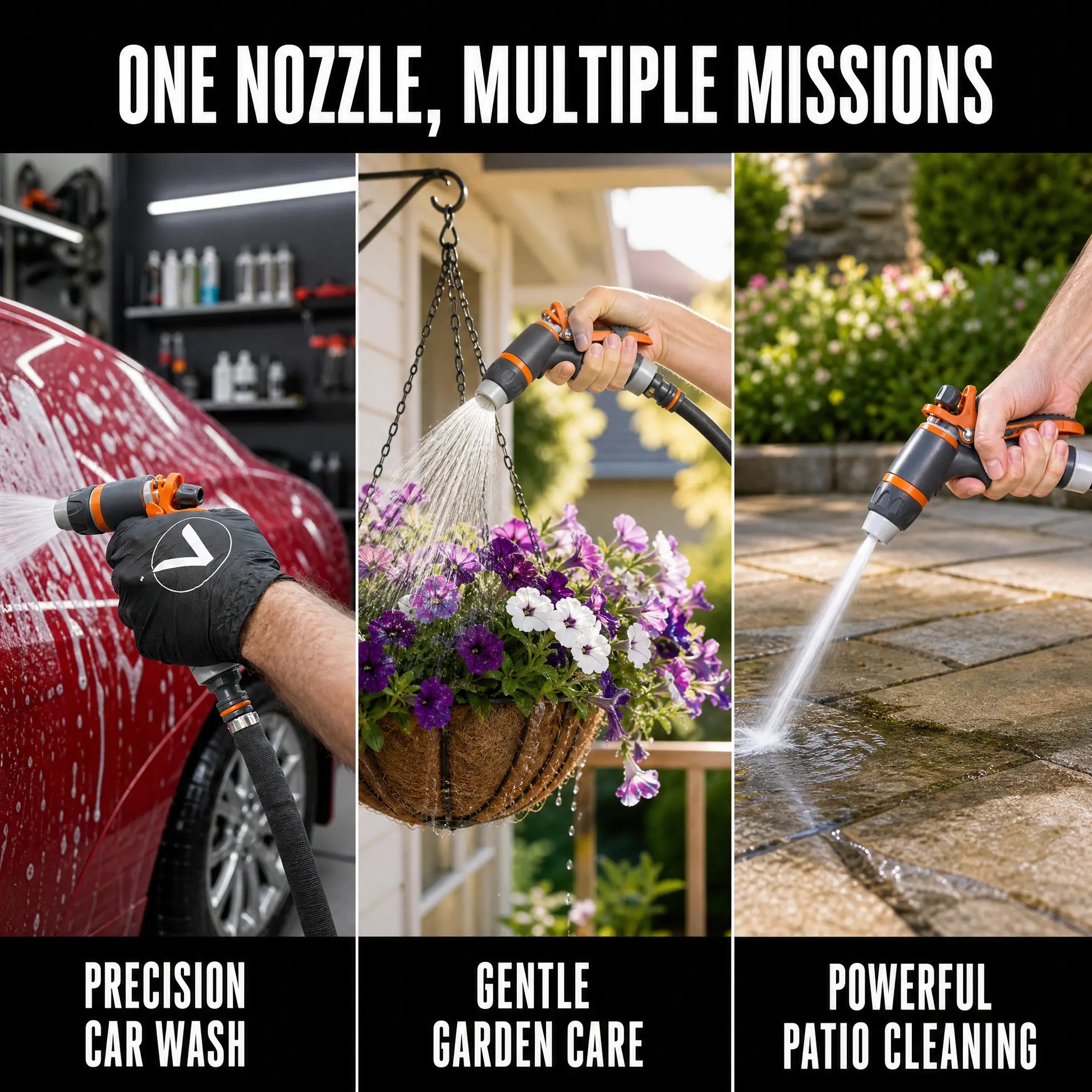 Garden Hose Nozzle Hand Sprayer - Multi-Functional Adjustable Spray Gun for Car Washing, Garden Plants, and Lawn Watering