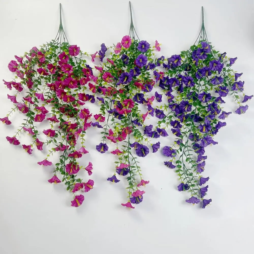 Artificial Hanging Flowers, 2/4 Counts Fake Plants, Plastic Floral Plants with Eucalyptus Leaves, Uv-Resistant Realistic Hanging Plants for Home and Garden Decor