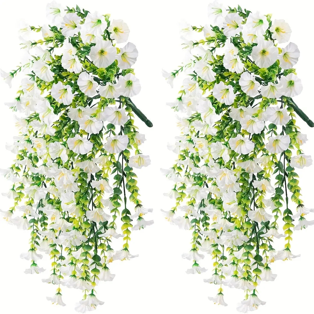 2/4/6/8 Pack Silk Hanging Morning Glory Vines with Plastic Stems, Uv-Resistant Artificial Outdoor Flowers, Plants Ornaments for Home Garden House Decor,Summerwins