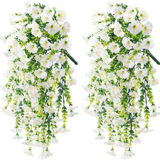2/4/6/8 Pack Silk Hanging Morning Glory Vines with Plastic Stems, Uv-Resistant Artificial Outdoor Flowers, Plants Ornaments for Home Garden House Decor,Summerwins