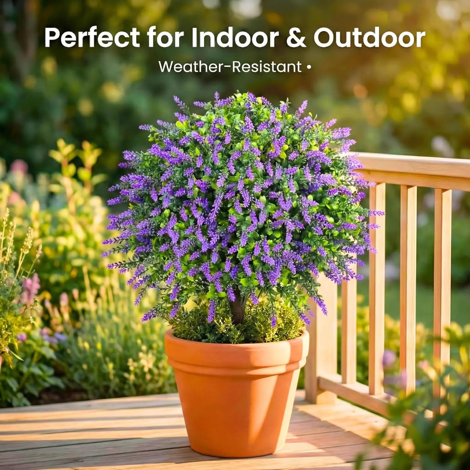 Artificial Boxwood Topiary Balls with Lavender – 24" Set of 2 Faux Shrub Bushes UV Resistant Faux Outdoor Plants for Indoor Porch Front Door, Evergreen Trees Faux Plant with Ground Spike, Mother'S Day Gifts Summerwins