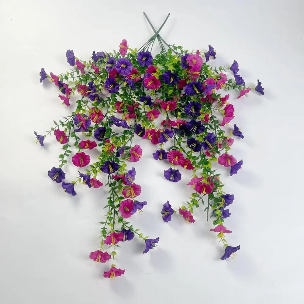 Artificial Hanging Flowers, 2/4 Counts Fake Plants, Plastic Floral Plants with Eucalyptus Leaves, Uv-Resistant Realistic Hanging Plants for Home and Garden Decor