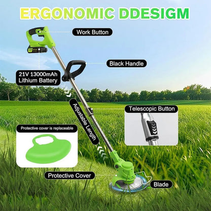 Kepeak Cordless Weed Trimmer with Dual Rechargeable Batteries, Electric Grass Edger Featuring Adjustable Height and 90° Rotating Head, Lightweight Lawn Care Tool for Yards, Patios, and Flower Beds
