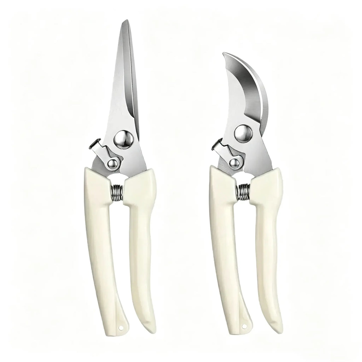 IRONFIX 2Pcs Stainless Steel Garden Pruning Shears - Sharp Pruning Tool, Cutting Pruners for Gardening & Florists, Garden Tools with Straight & Curved Blades for Plants, Fruit Tree Branches