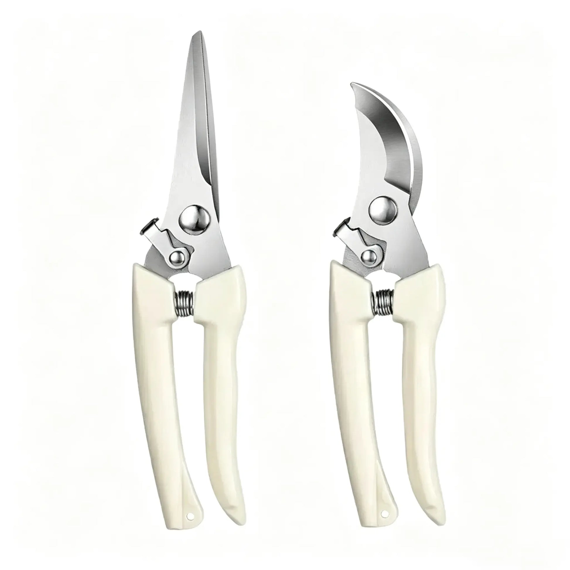 IRONFIX 2Pcs Stainless Steel Garden Pruning Shears - Sharp Pruning Tool, Cutting Pruners for Gardening & Florists, Garden Tools with Straight & Curved Blades for Plants, Fruit Tree Branches