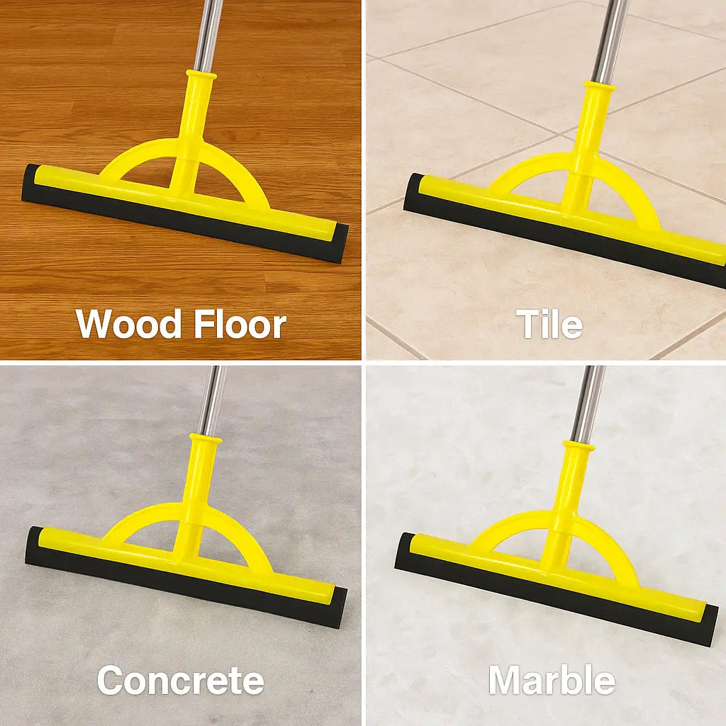 Heavy-Duty 2-in-1 Floor Squeegee - Lightweight and Durable Foam Blade with Adjustable Extendable Handle for Indoor and Outdoor Cleaning