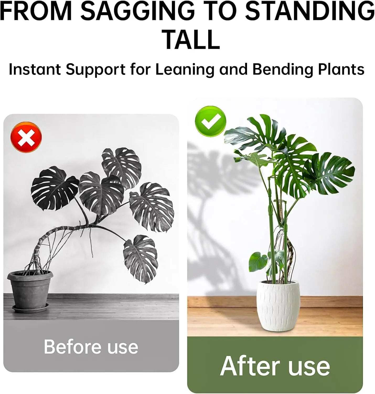 3 Pack Extendable Plant Stakes, 16.5-42.5 Inch Plant Stakes for Indoor Outdoor, Adjustable Monstera Plant Support Sticks with Clips for Clombing Plants, Vine, Orchid, Tomato, Vegetables Greenhouse Accessories