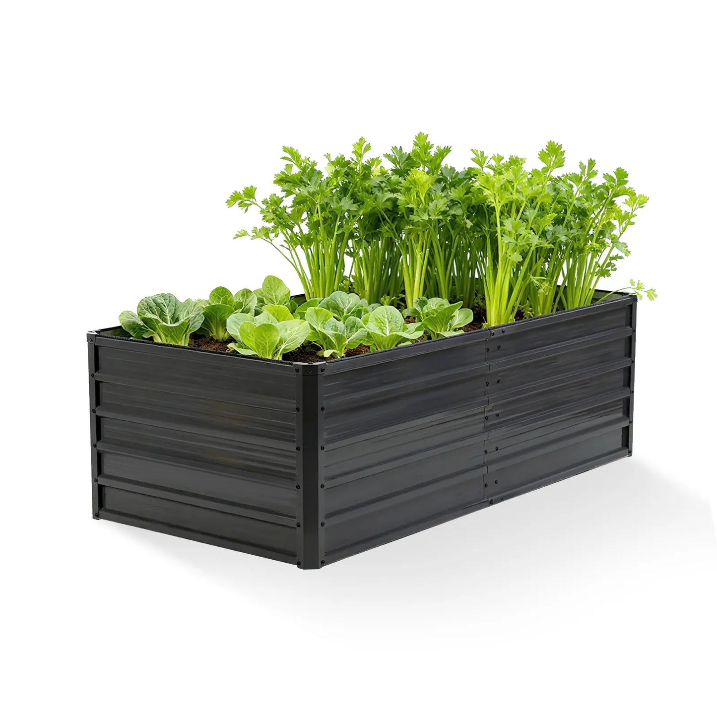 Raised Garden Bed, Outdoor Planter Box with Open Bottom Design, Metal Large Garden Bed for Vegetables, Herbs & Flowers, Rustproof for Backyard & Patio, Silver