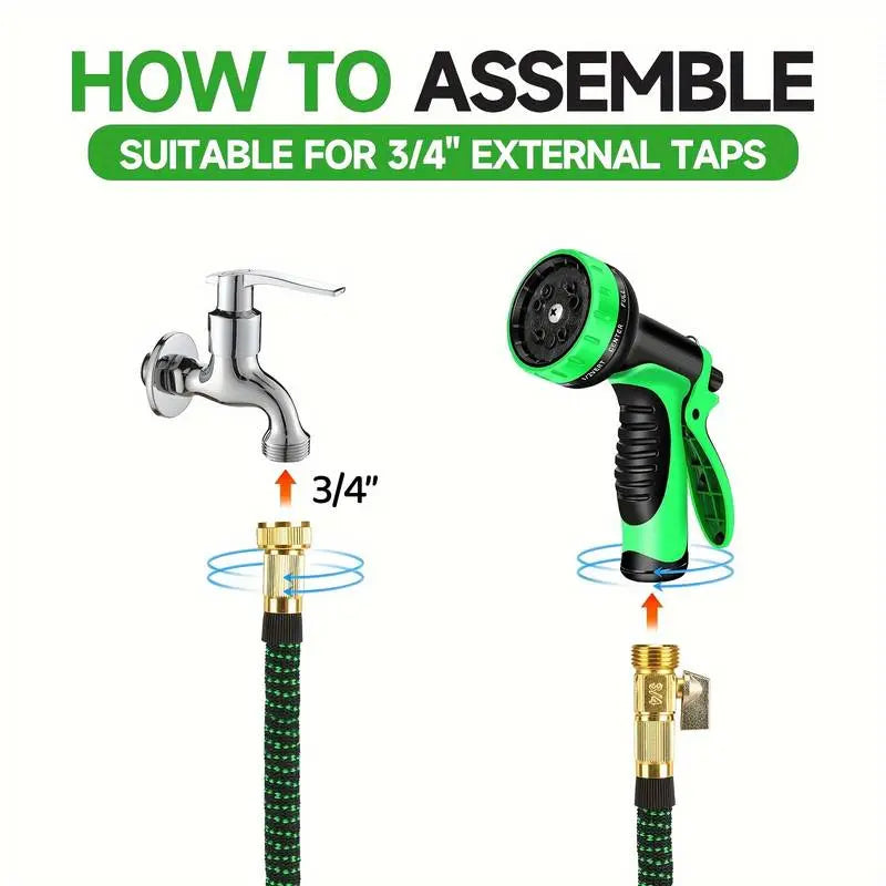 100FT 4X Stronger Deluxe Heavy Duty Expandable Flexible Garden Water Hose for Gardening & Outdoor Use Strong Construction Versatile, Garden Hose Connector Summervibes Fathersdaygift High Pressure Hose