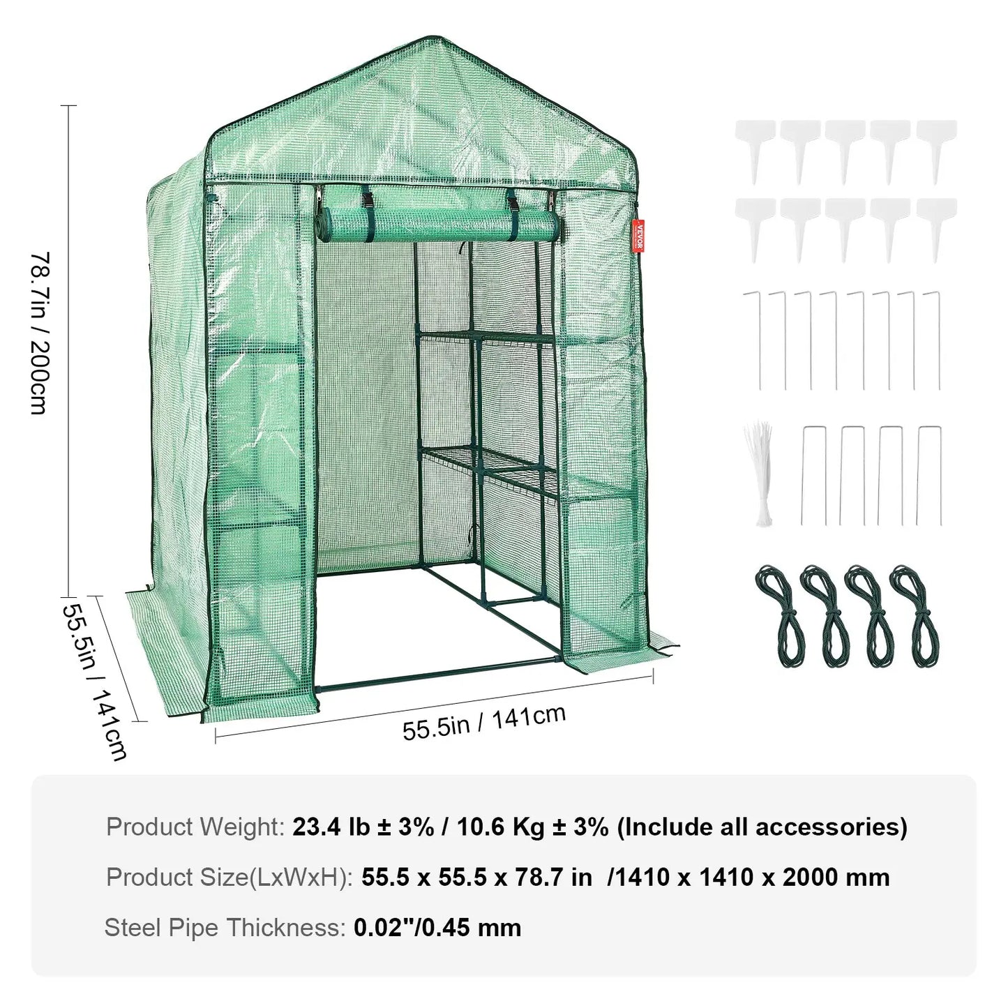 【Fathersdaygift】Vevor Walk-In Tunnel Greenhouse Portable Hot Housemax. 20 X 10 X 7 Ftgalvanized Steel Hoops3 Top Beams2 Zippered Doorsdiagonal Poles, Tunnel Enclosure Houses,Campingessentials,Outdoorfurnitureset,Campinggear