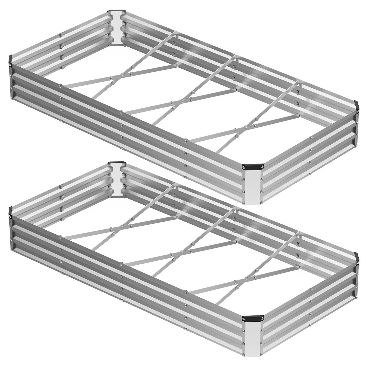 Raised Garden Bed, Outdoor Planter Box with Open Bottom Design, Metal Large Garden Bed for Vegetables, Herbs & Flowers, Rustproof for Backyard & Patio, Silver
