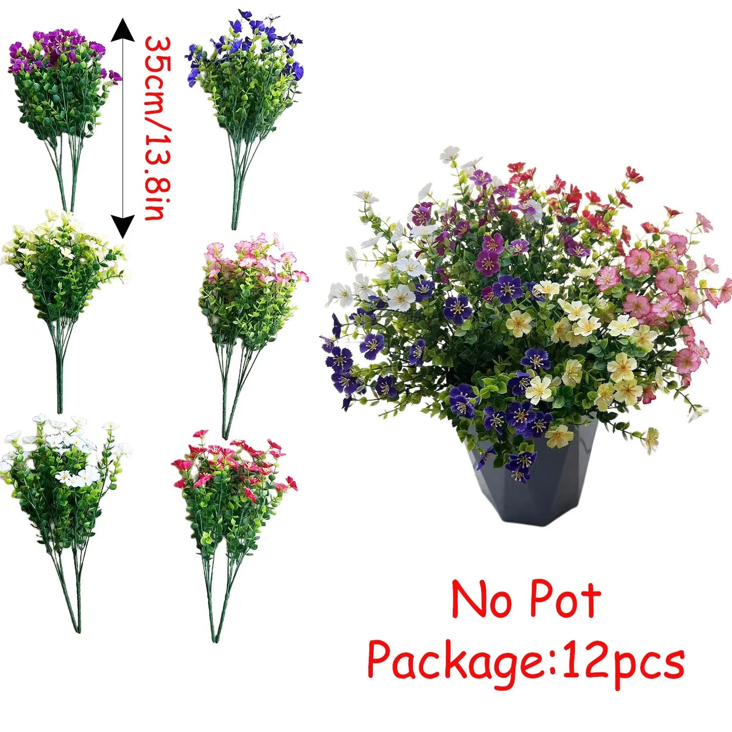 Artificial Mixed Flowers, 12Pcs/Set Outdoor Uv-Resistant Simulated Pansy Flowers, Lifelike Artificial Plants and Decorative Flowers for Home, Garden & Porch, Garden Decorations #GLOBAL PICKS