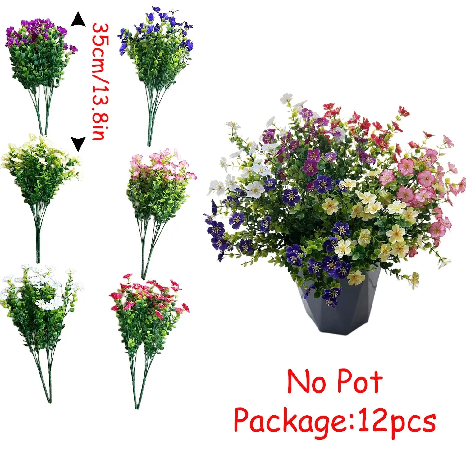 Artificial Mixed Flowers, 12Pcs/Set Outdoor Uv-Resistant Simulated Pansy Flowers, Lifelike Artificial Plants and Decorative Flowers for Home, Garden & Porch, Garden Decorations #GLOBAL PICKS