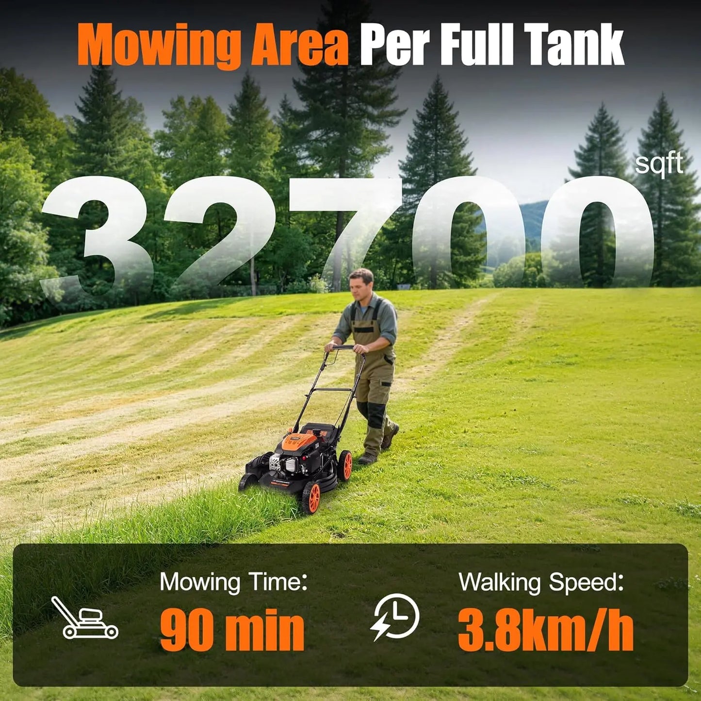【Deals for You】Efurden 21" Self-Propelled Gas Lawn Mower – 170CC 4-Stroke Engine, 7 Cutting Heights, 3-In-1 Mulch/Bag/Discharge, 1.9-Bushel Large Grass Collector, EPA Compliant