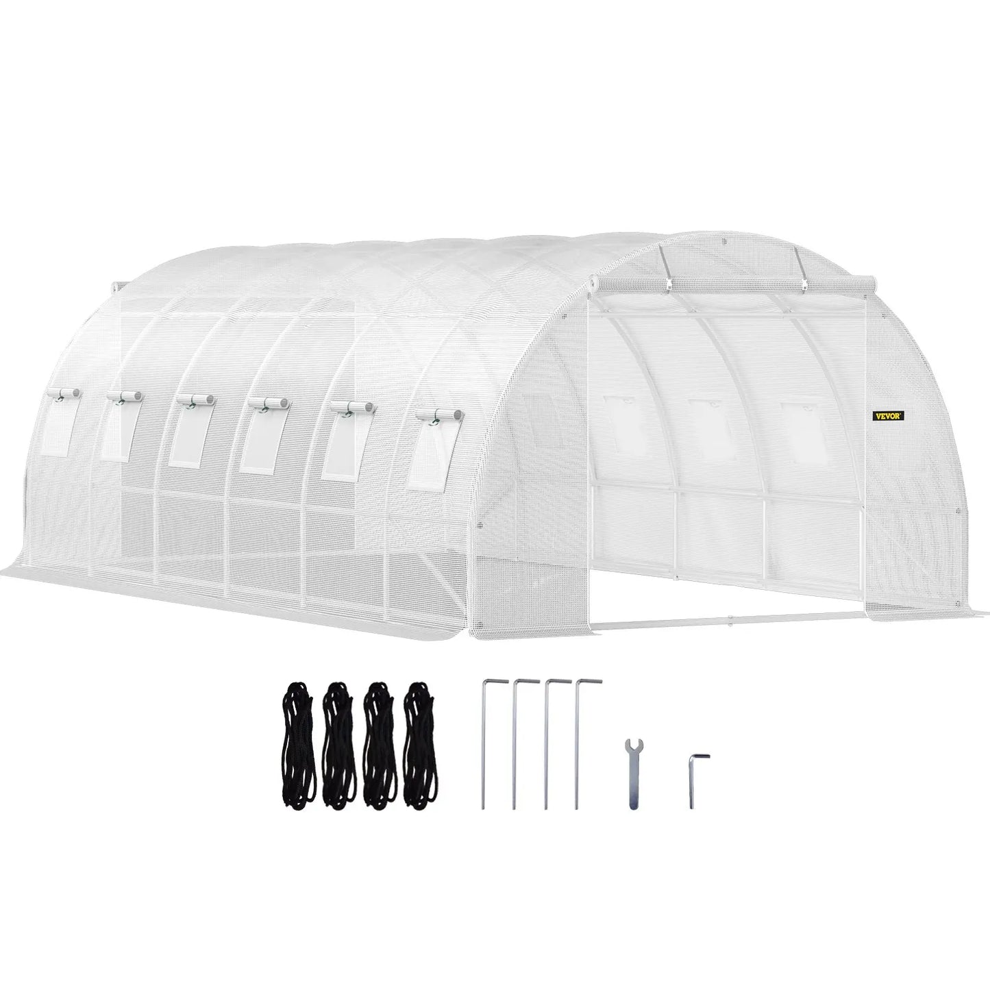 【Fathersdaygift】Vevor Walk-In Tunnel Greenhouse Portable Hot Housemax. 20 X 10 X 7 Ftgalvanized Steel Hoops3 Top Beams2 Zippered Doorsdiagonal Poles, Tunnel Enclosure Houses,Campingessentials,Outdoorfurnitureset,Campinggear