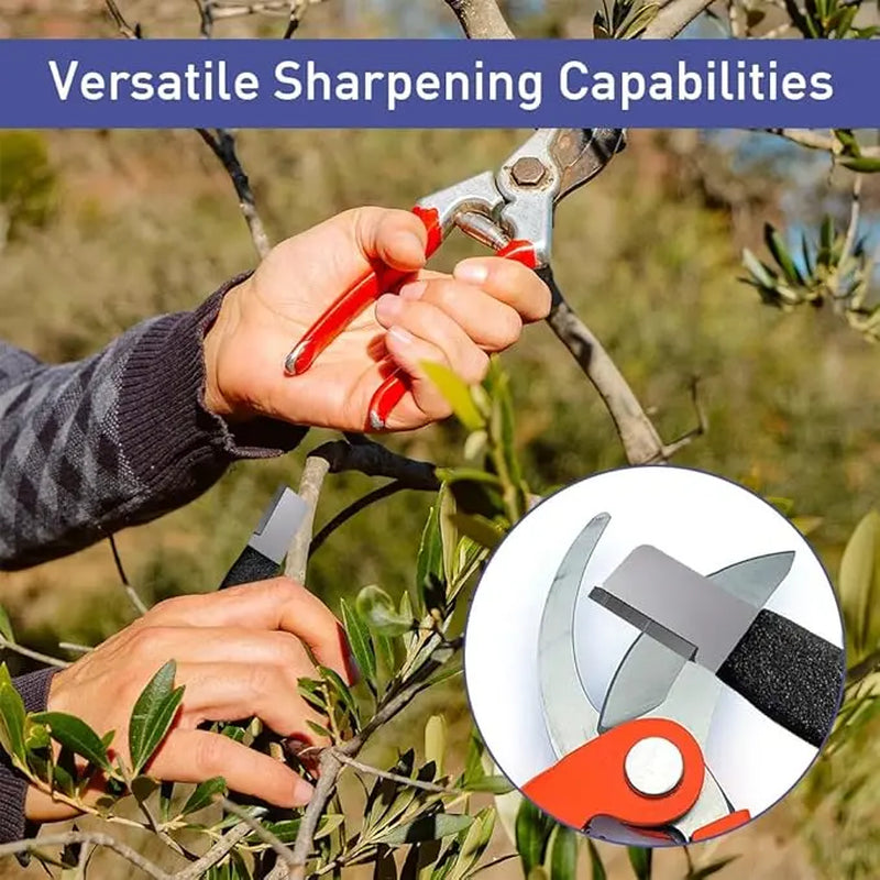 Portable Multi-Purpose Blade Sharpener Quick Sharpening Tool for Lawn Mowers Garden Tools Knives Pruners Scissors Black Carbide Sharpeners for Axes Hedge Shears Pocket Knives Sharpening Tool