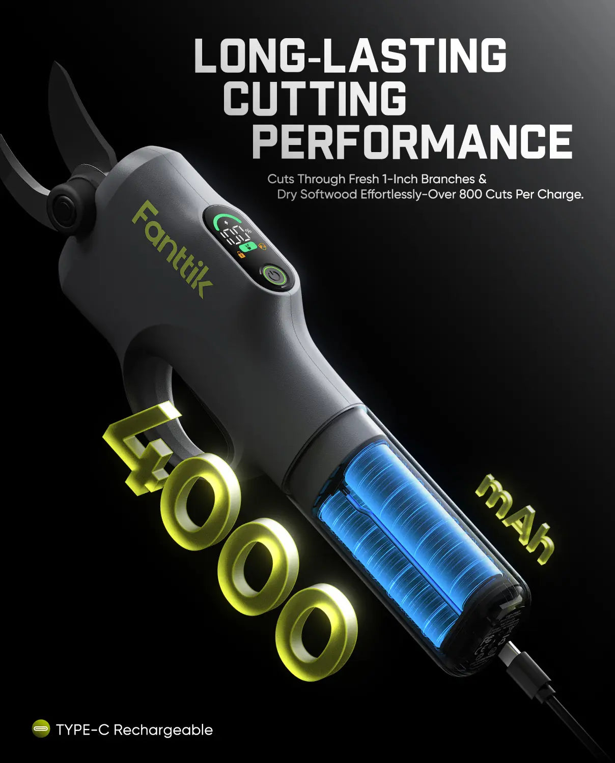 【Dealsforyoudays】Fanttik Y10 Pro Cordless Electric Pruning Shears with Brushless Motor, LED Display, 4-Level Safety System, USB-C Fast Charging, SK5 Steel Blade for Branch Trimming, Summerwins, Father'S Day Gifts