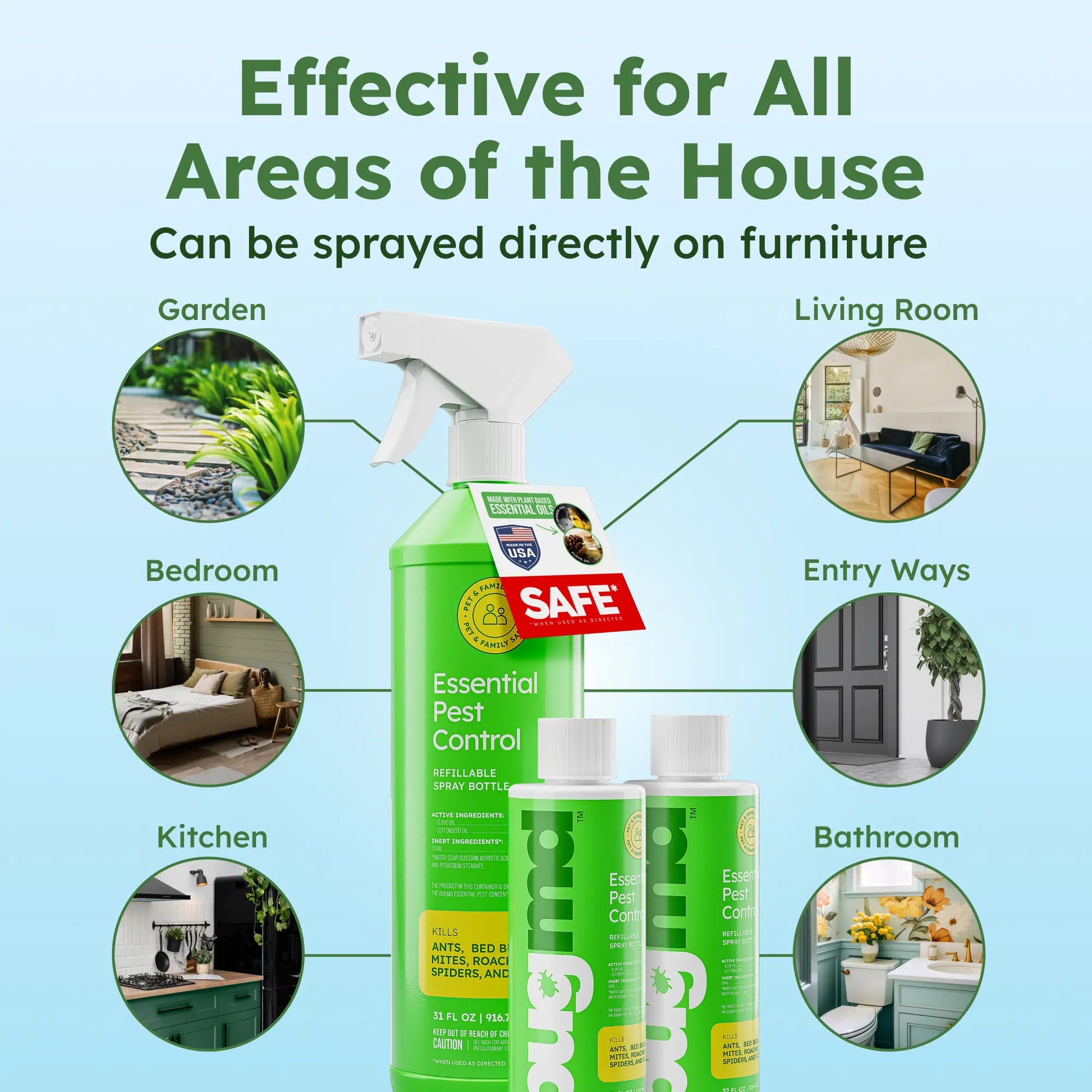 Bugmd Essential Pest Control Concentrate – Natural Ant, Roach, Spider Killer for Indoor & Outdoor Use with Essential Oils
