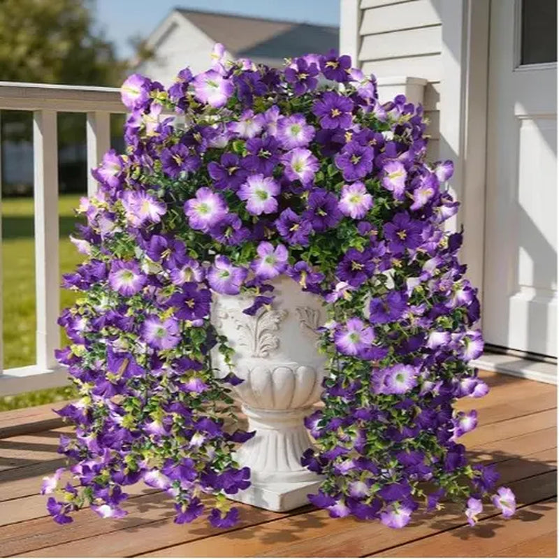 2/4/6/8 Pack Silk Hanging Morning Glory Vines with Plastic Stems, Uv-Resistant Artificial Outdoor Flowers, Plants Ornaments for Home Garden House Decor,Summerwins