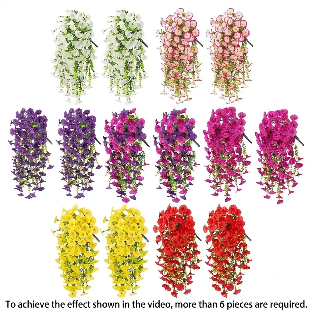 2/4/6/8 Pack Silk Hanging Morning Glory Vines with Plastic Stems, Uv-Resistant Artificial Outdoor Flowers, Plants Ornaments for Home Garden House Decor,Summerwins