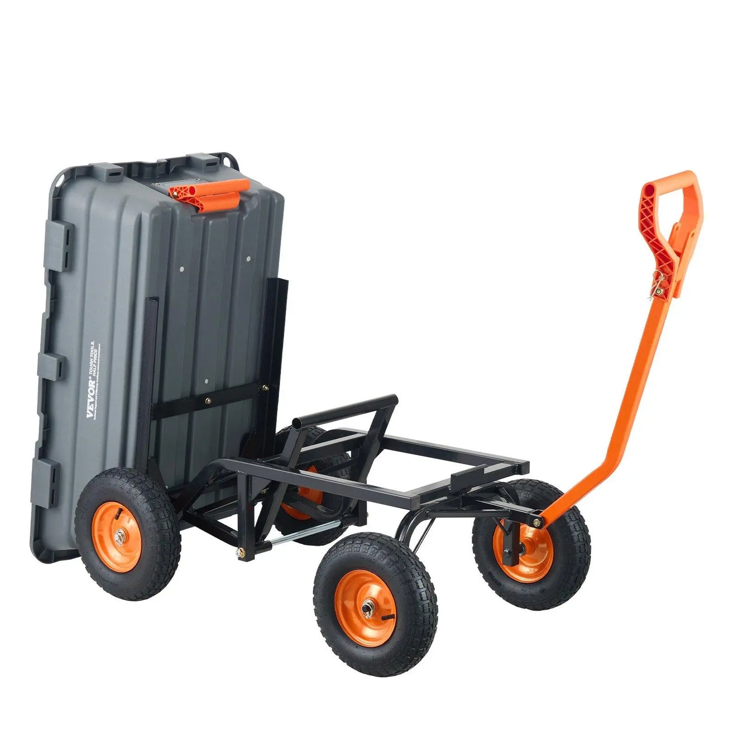 【Fathersdaygift】Vevor Poly Garden Dump Cart with Easy to Assemble Steel Frame, 2-In-1 Convertible Handle, 13 Inch Tires, Max Capacity 1500 Lbs, Utility Wheelbarrow Productivity Yard