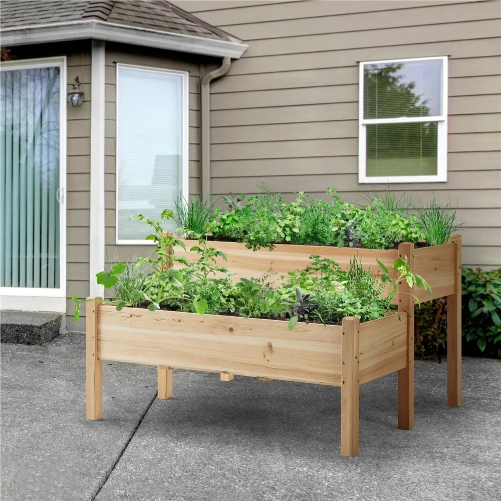 【Extra Large】Yaheetech 2-Tier Wooden Raised Garden Bed, Elevated Planter Box for Vegetables and Herbs, Patio Balcony Backyard