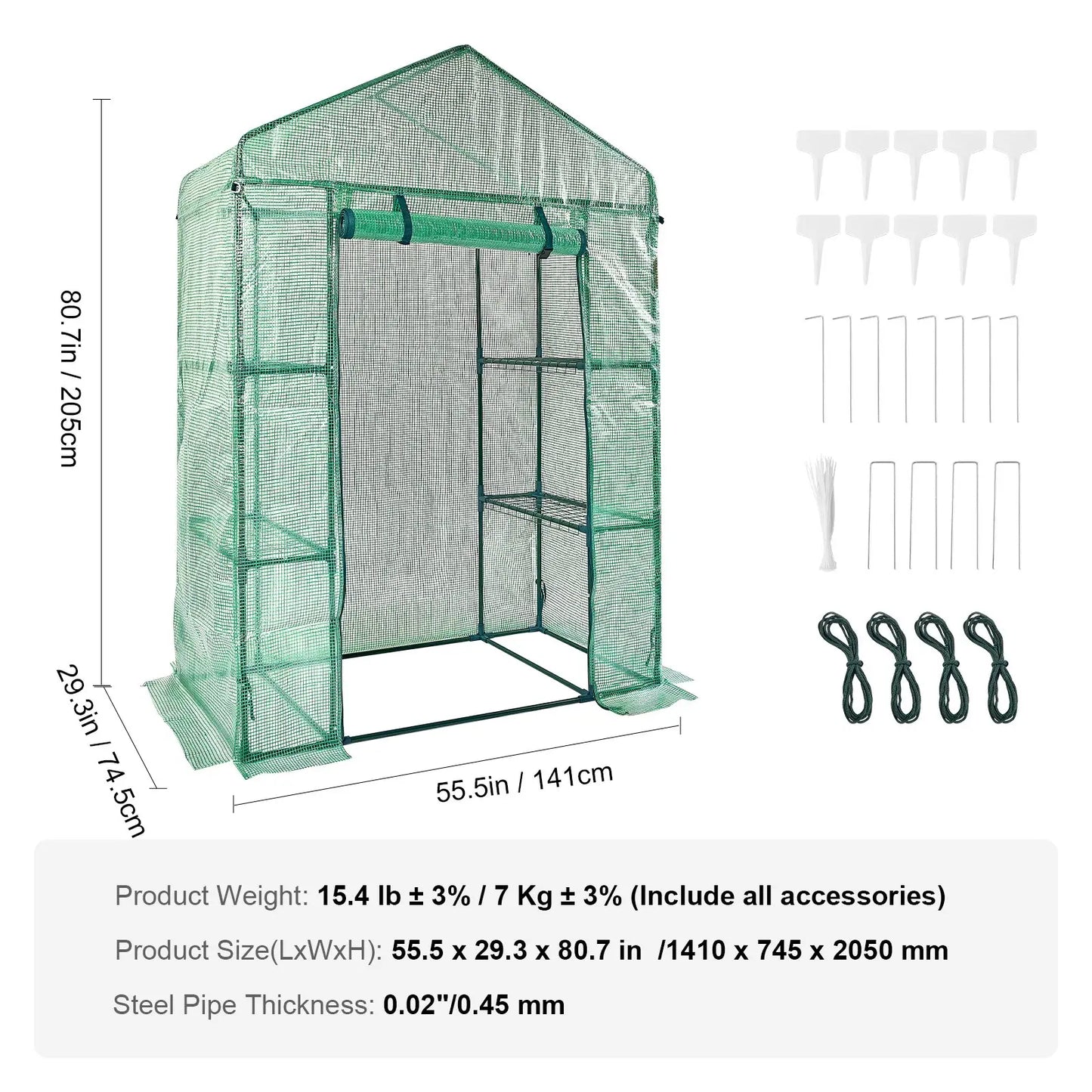 【Fathersdaygift】Vevor Walk-In Tunnel Greenhouse Portable Hot Housemax. 20 X 10 X 7 Ftgalvanized Steel Hoops3 Top Beams2 Zippered Doorsdiagonal Poles, Tunnel Enclosure Houses,Campingessentials,Outdoorfurnitureset,Campinggear