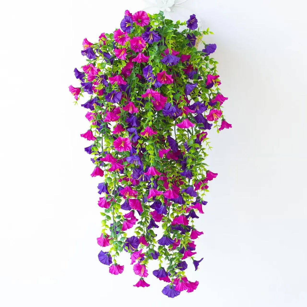 Artificial Hanging Flowers, 2/4 Counts Fake Plants, Plastic Floral Plants with Eucalyptus Leaves, Uv-Resistant Realistic Hanging Plants for Home and Garden Decor